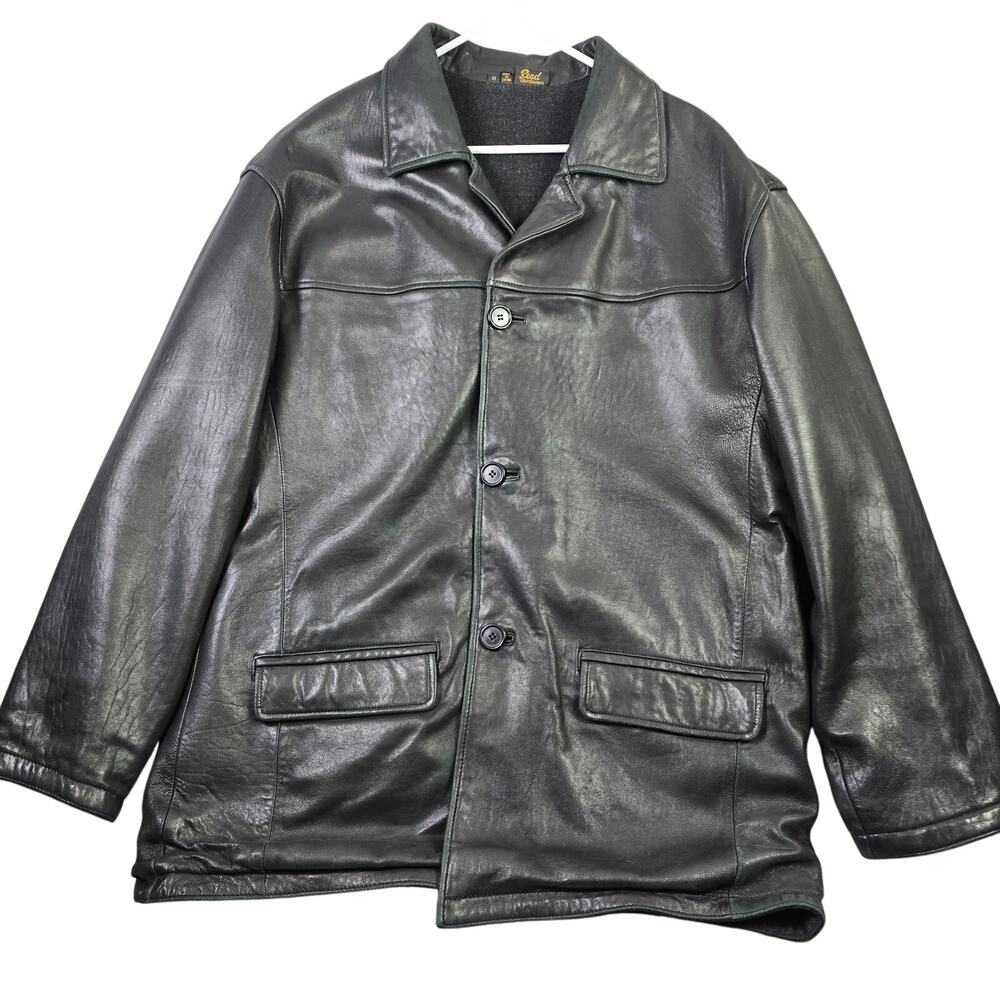 Vintage Reed Reversible Leather & Fleece Jacket Men's‎ Medium Black Mid Length